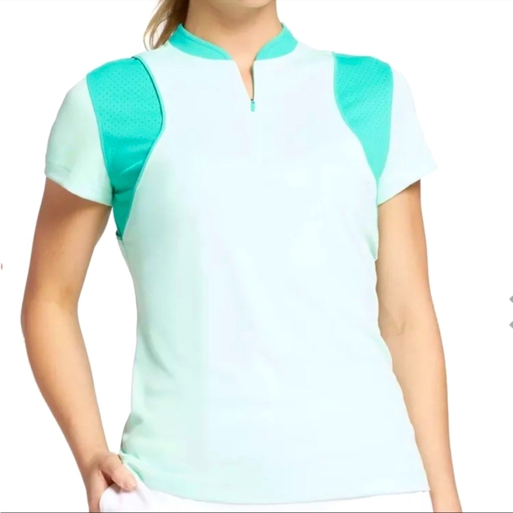 Slazenger women’s quarter zip perforated golf polo. Mint green. Size M